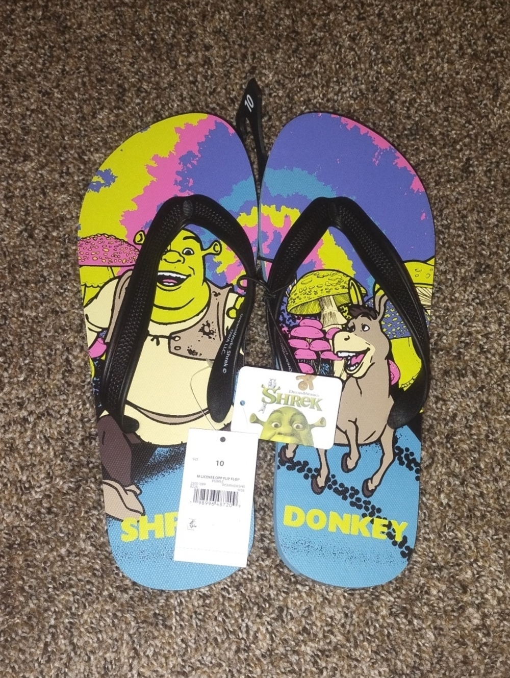 Shrek Donkey Flip Flops - Colorful Graphic Sandals